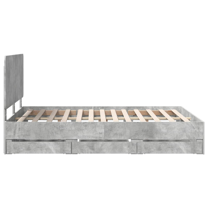 Sengestel med skuffe Beton Grå 140 x 200 cm Ingeniørtræ