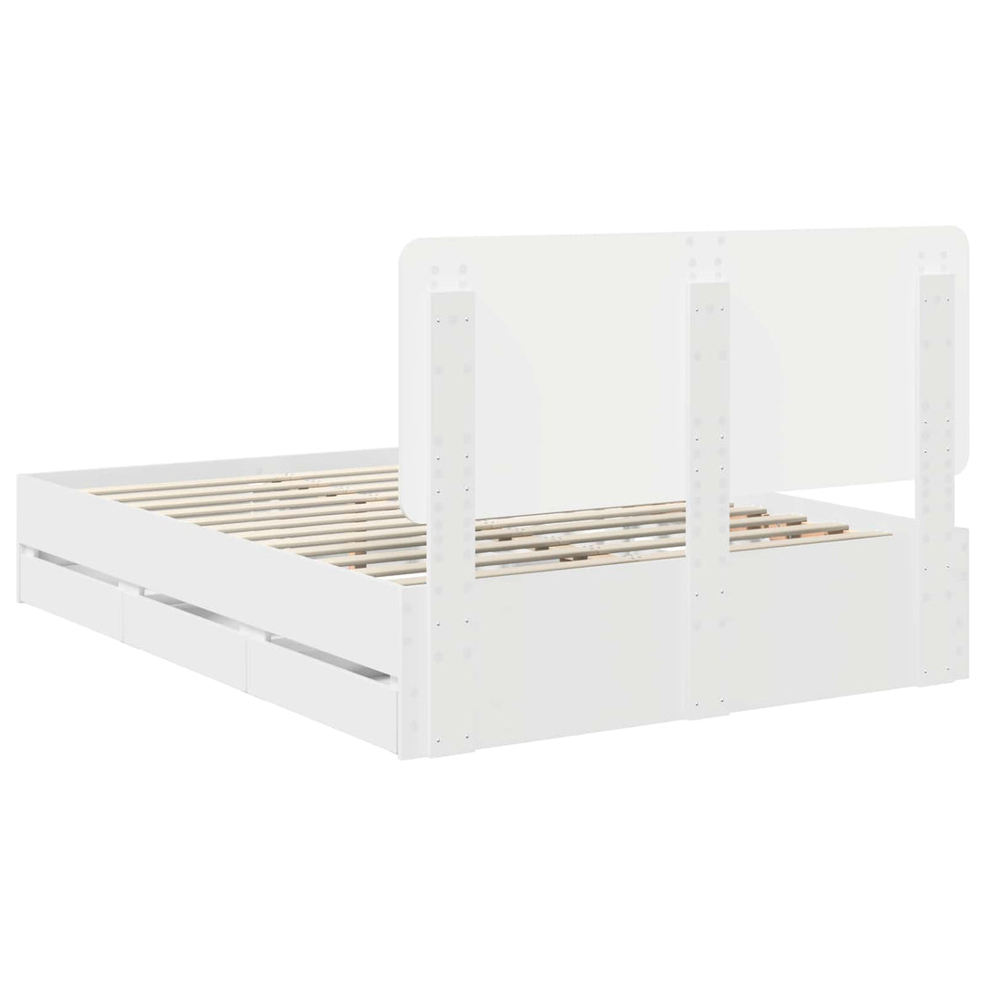 Sengestel med skuffe Hvid 140 x 190 cm Ingeniørtræ
