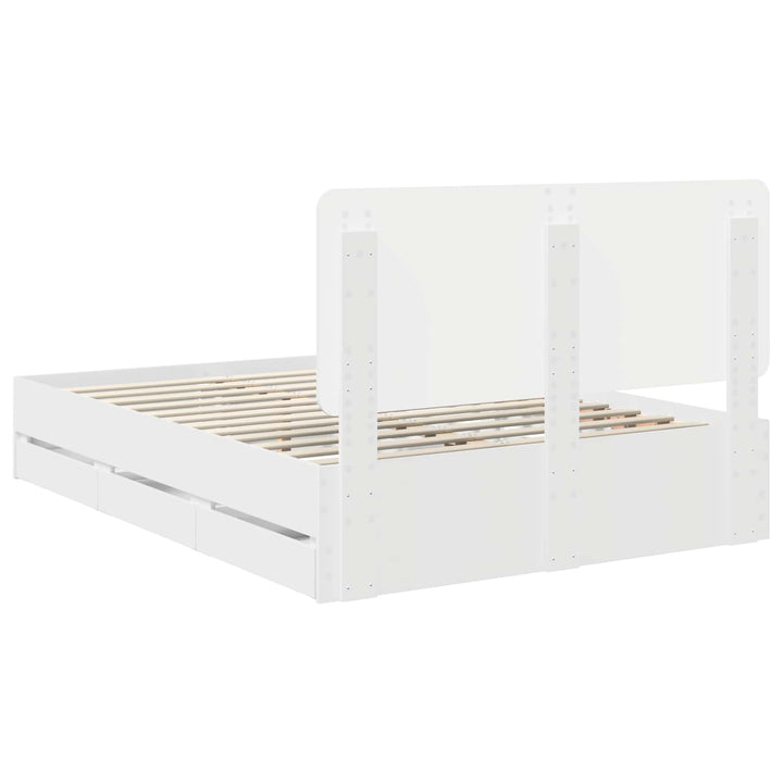Sengestel med skuffe Hvid 140 x 190 cm Ingeniørtræ