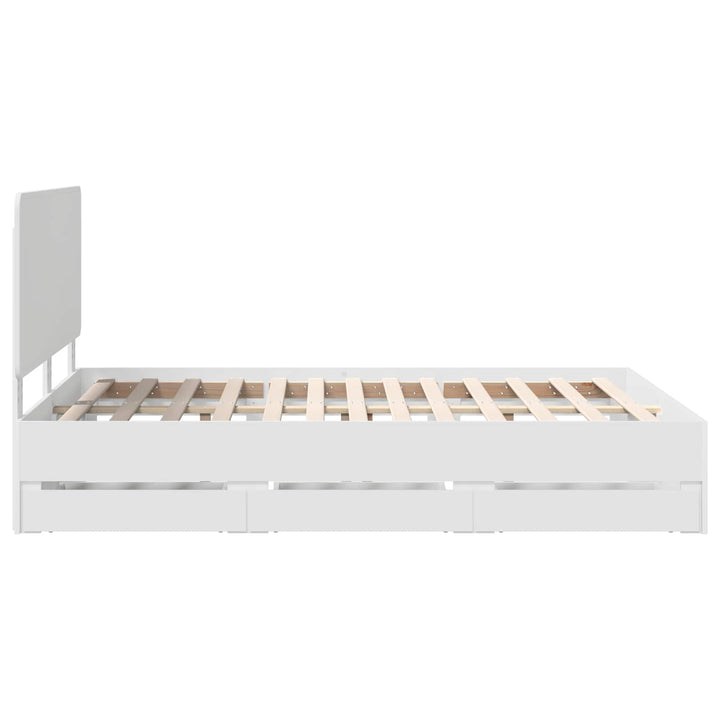 Sengestel med skuffe Hvid 140 x 190 cm Ingeniørtræ