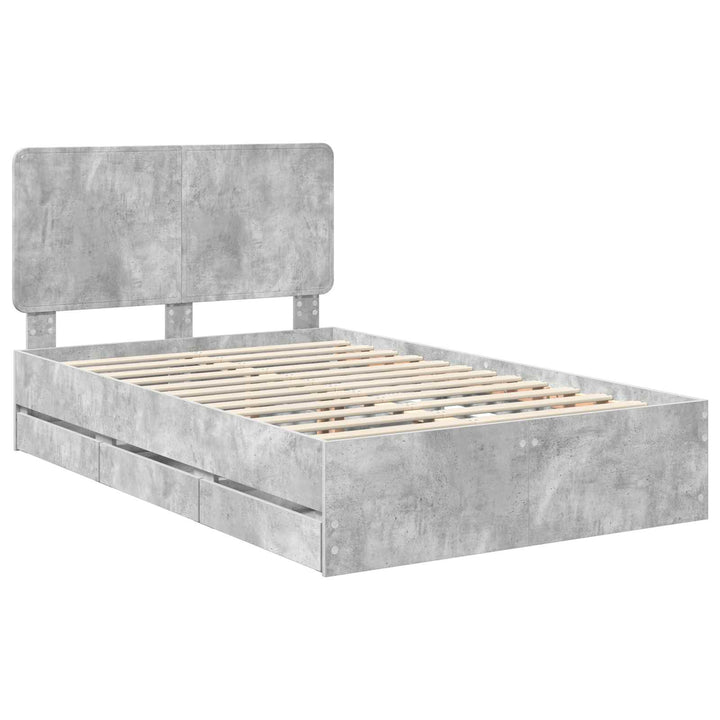 Sengestel med skuffe Beton Grå 135 x 190 cm Ingeniørtræ
