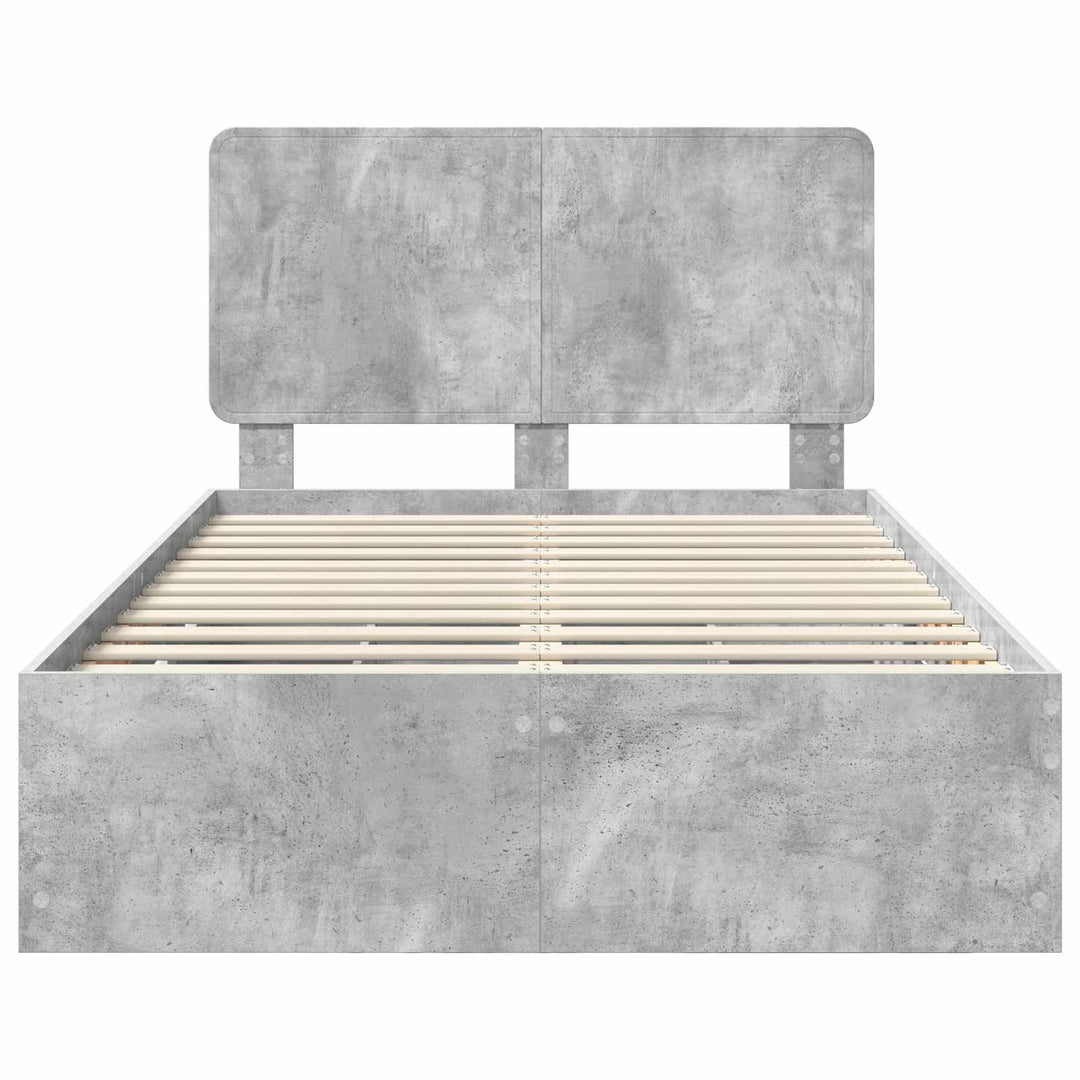 Sengestel med skuffe Beton Grå 135 x 190 cm Ingeniørtræ