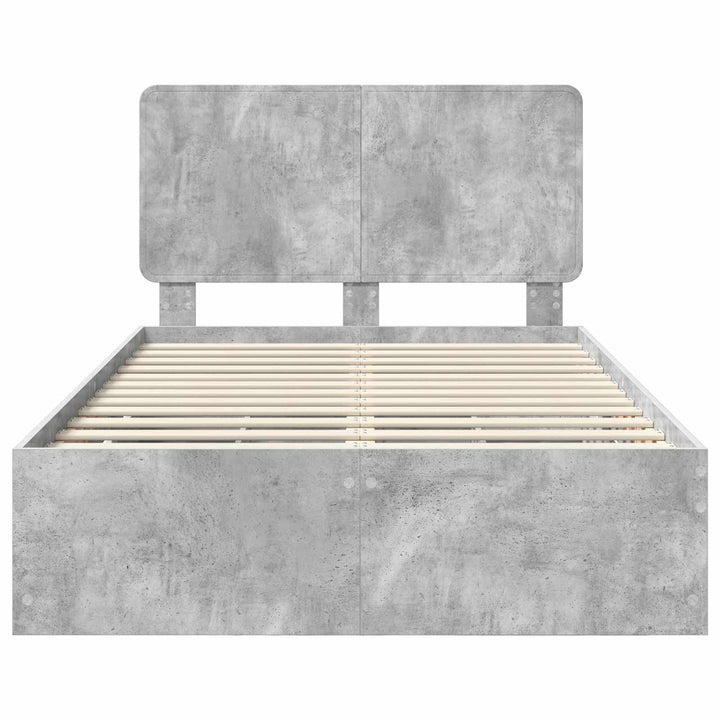 Sengestel med skuffe Beton Grå 135 x 190 cm Ingeniørtræ