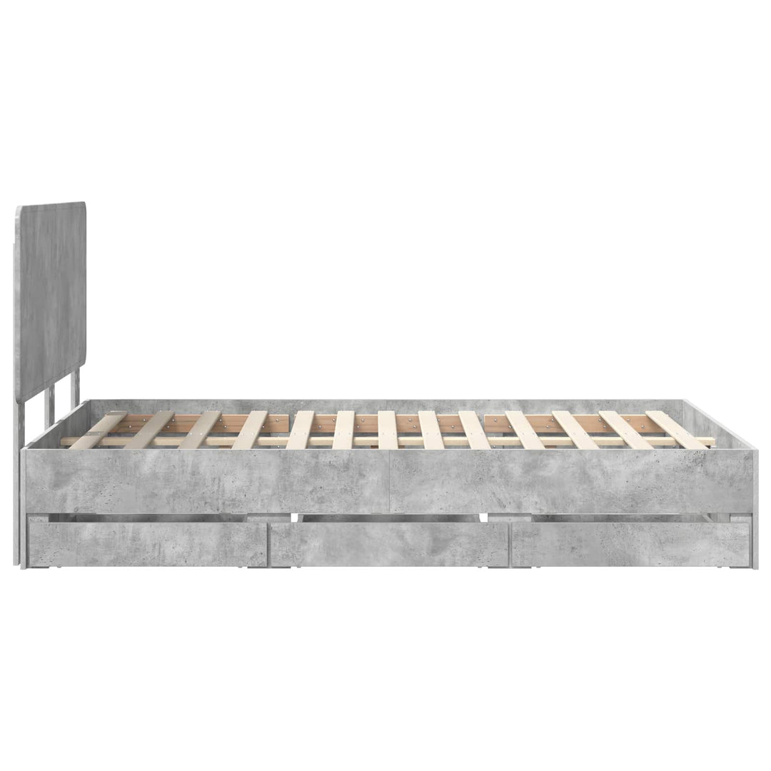 Sengestel med skuffe Beton Grå 135 x 190 cm Ingeniørtræ