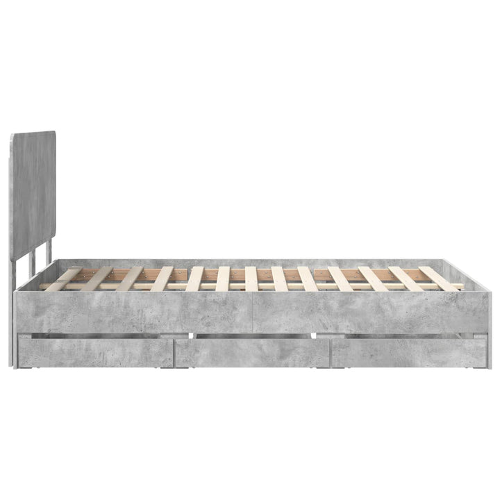 Sengestel med skuffe Beton Grå 135 x 190 cm Ingeniørtræ