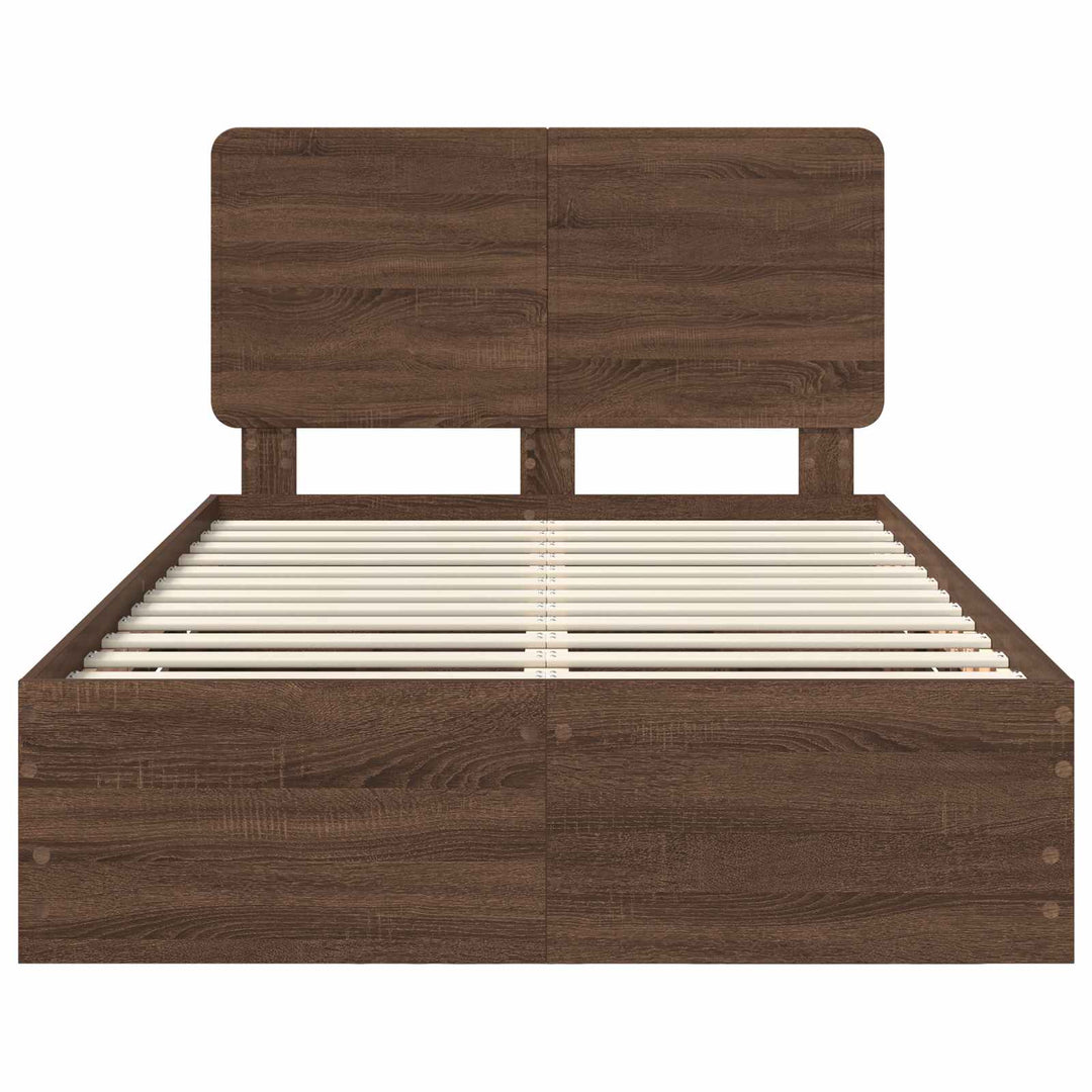 Sengestel med skuffe Brun eg 135 x 190 cm Ingeniørtræ