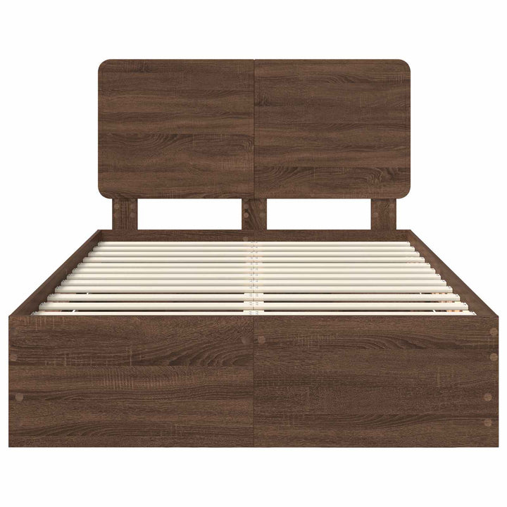 Sengestel med skuffe Brun eg 135 x 190 cm Ingeniørtræ