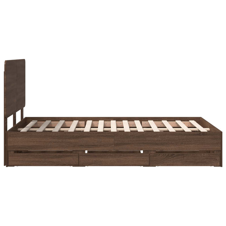 Sengestel med skuffe Brun eg 135 x 190 cm Ingeniørtræ