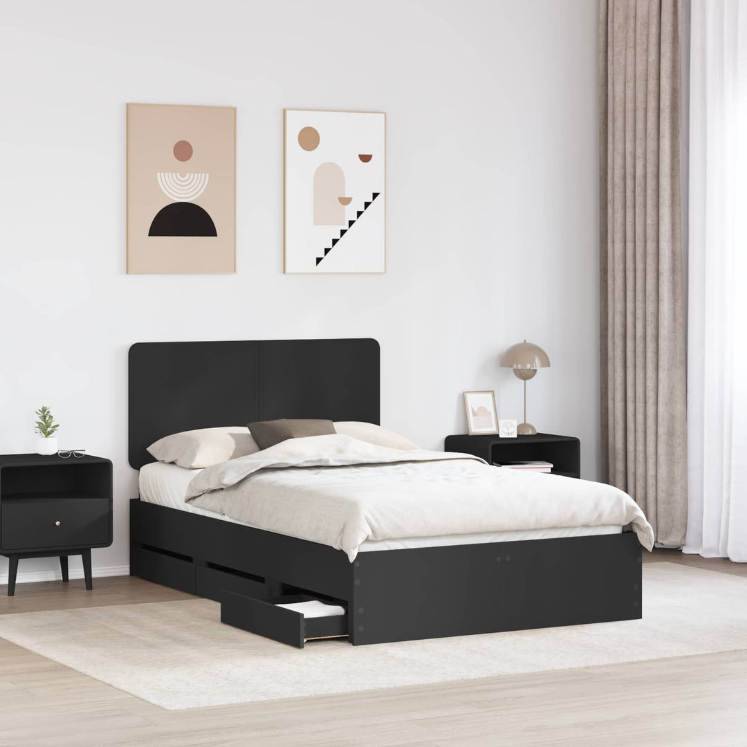 Sengestel med skuffe Sort 120 x 200 cm Ingeniørtræ