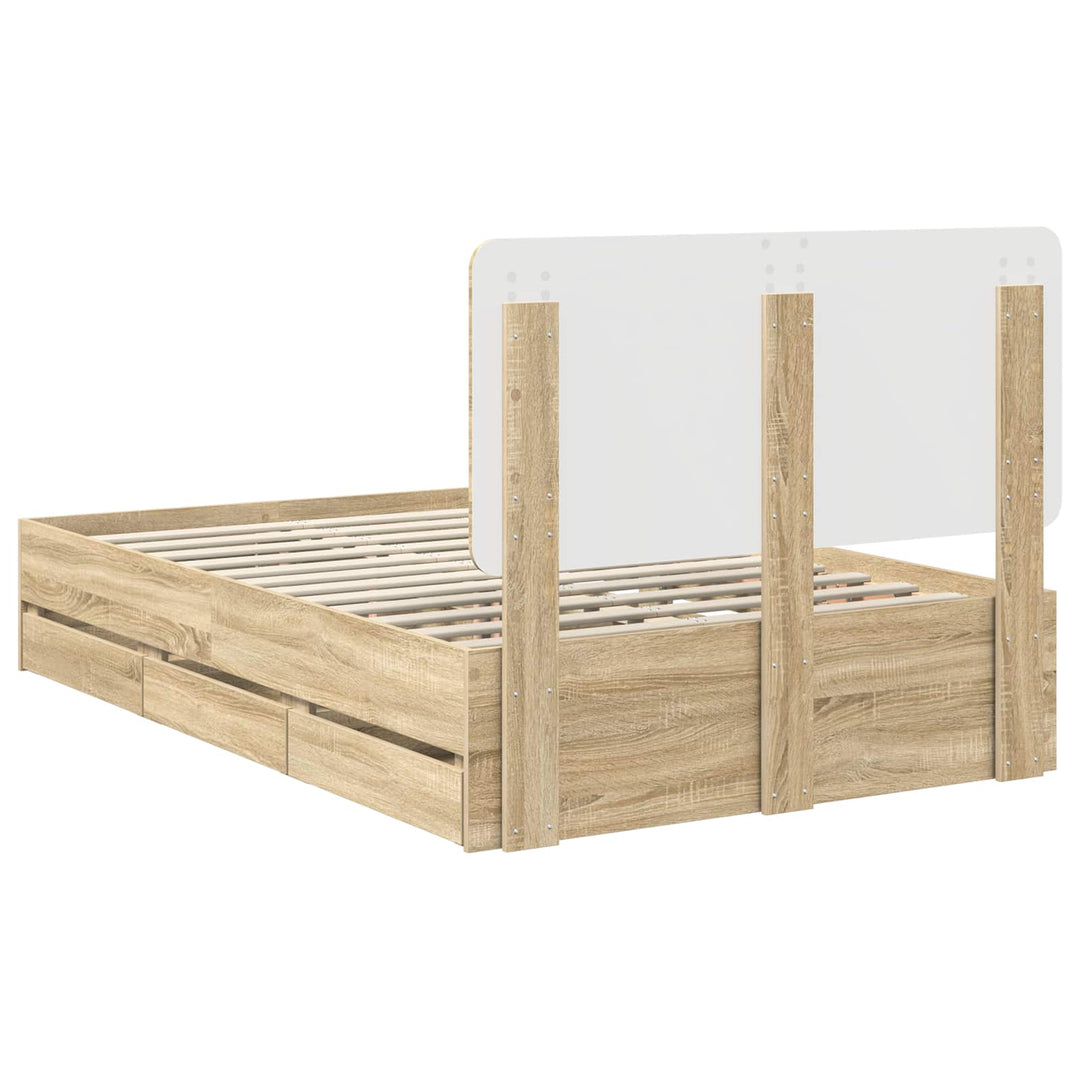Sengestel med skuffe Sonoma eg 120 x 190 cm Ingeniørtræ