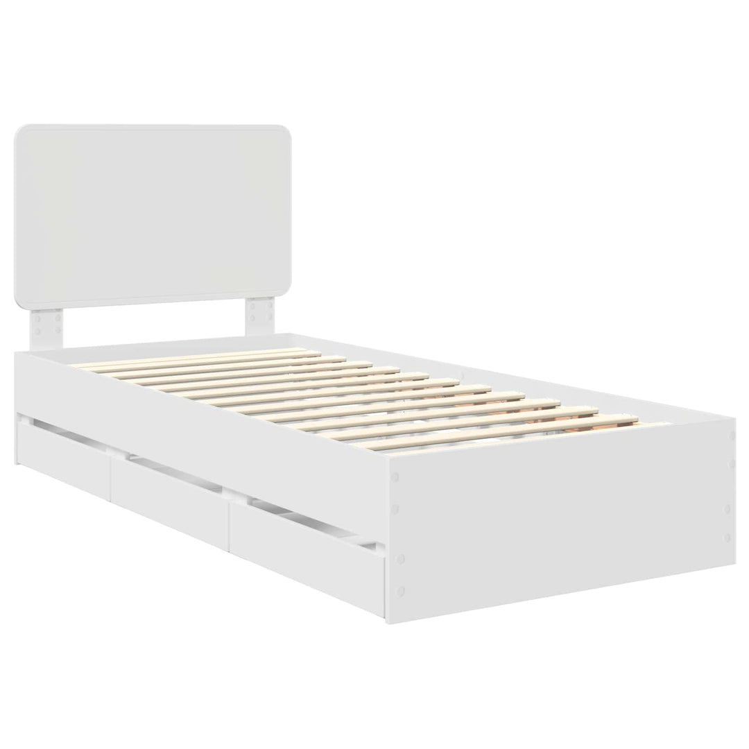 Sengestel med skuffe Hvid 100 x 200 cm Ingeniørtræ