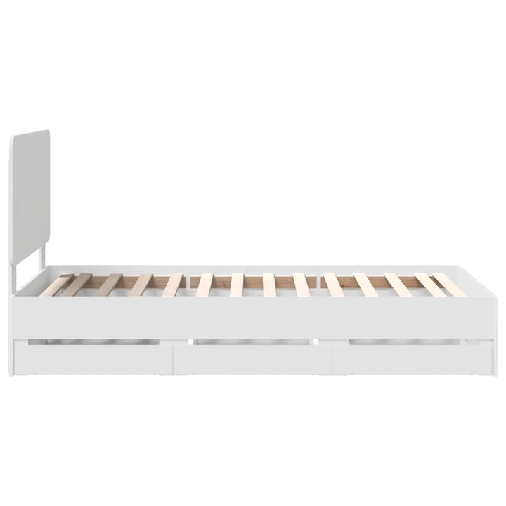Sengestel med skuffe Hvid 100 x 200 cm Ingeniørtræ