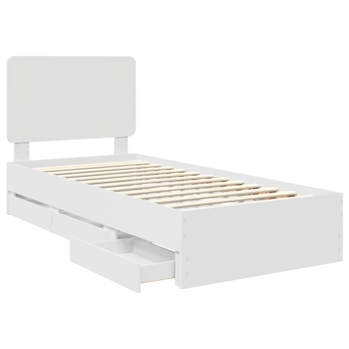 Sengestel med skuffe Hvid 90 x 200 cm Ingeniørtræ