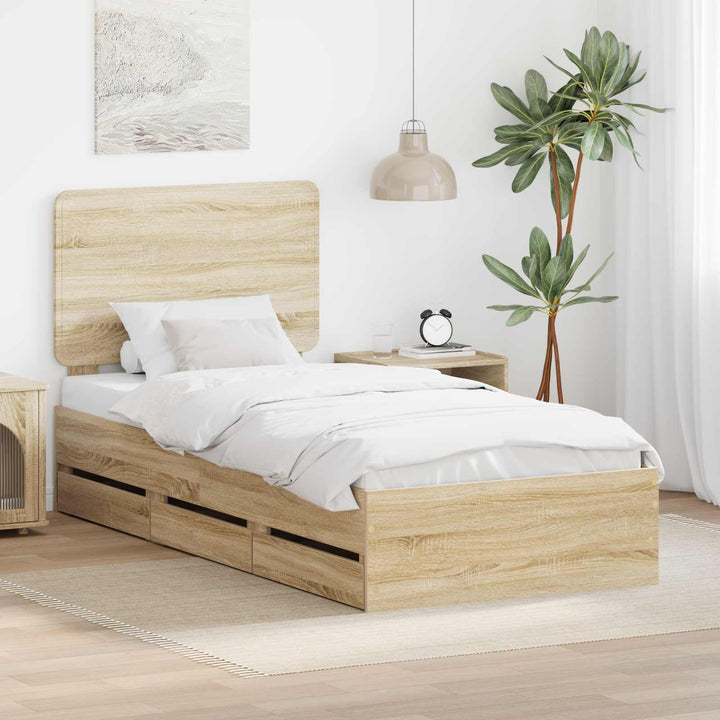 Sengestel med skuffe Sonoma eg 90 x 200 cm Ingeniørtræ