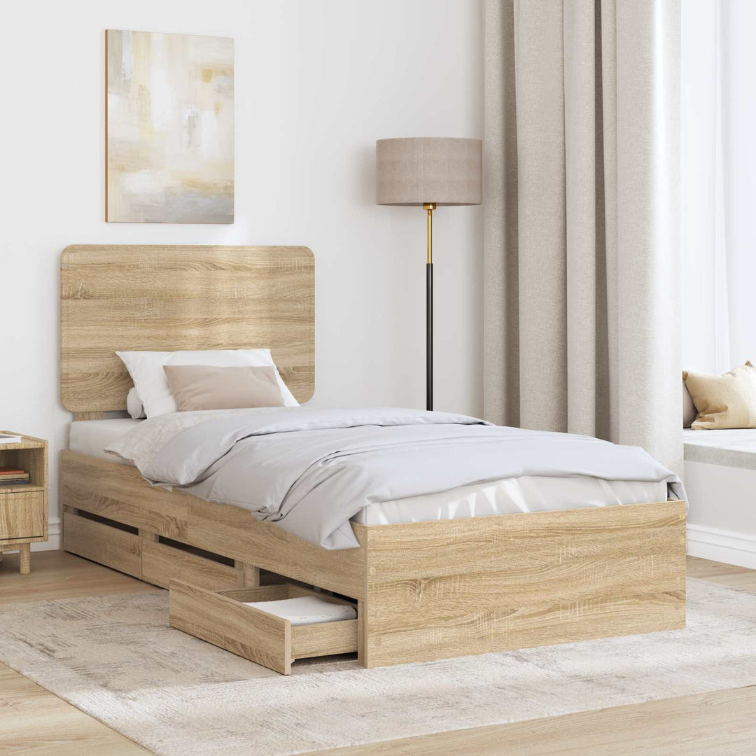 Sengestel med skuffe Sonoma eg 90 x 200 cm Ingeniørtræ