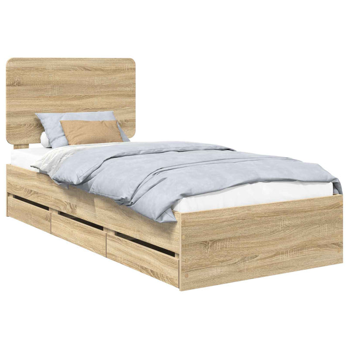 Sengestel med skuffe Sonoma eg 90 x 200 cm Ingeniørtræ