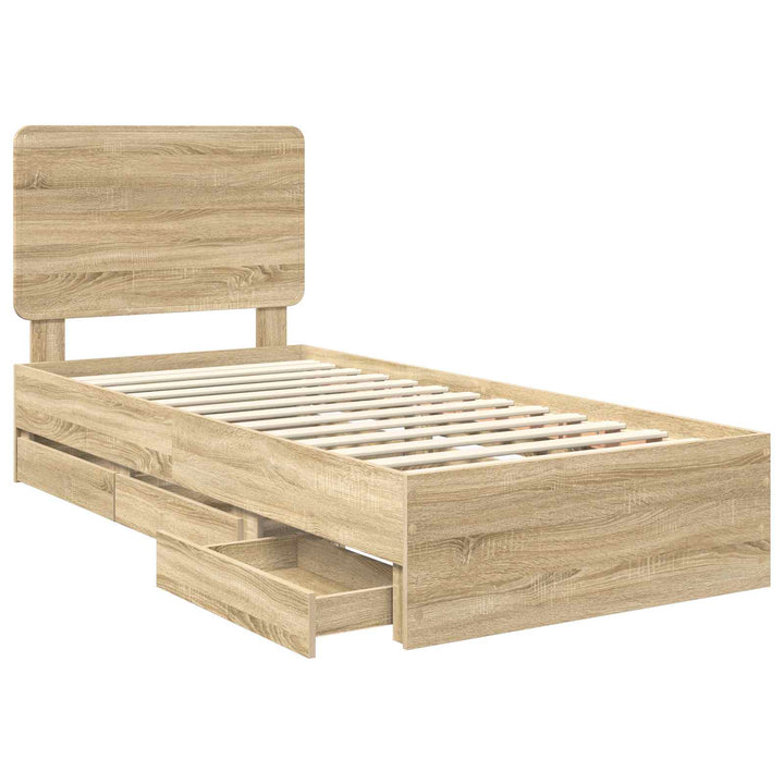 Sengestel med skuffe Sonoma eg 90 x 200 cm Ingeniørtræ