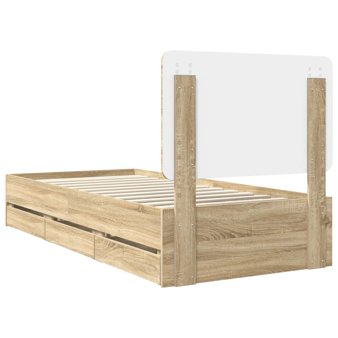 Sengestel med skuffe Sonoma eg 90 x 200 cm Ingeniørtræ