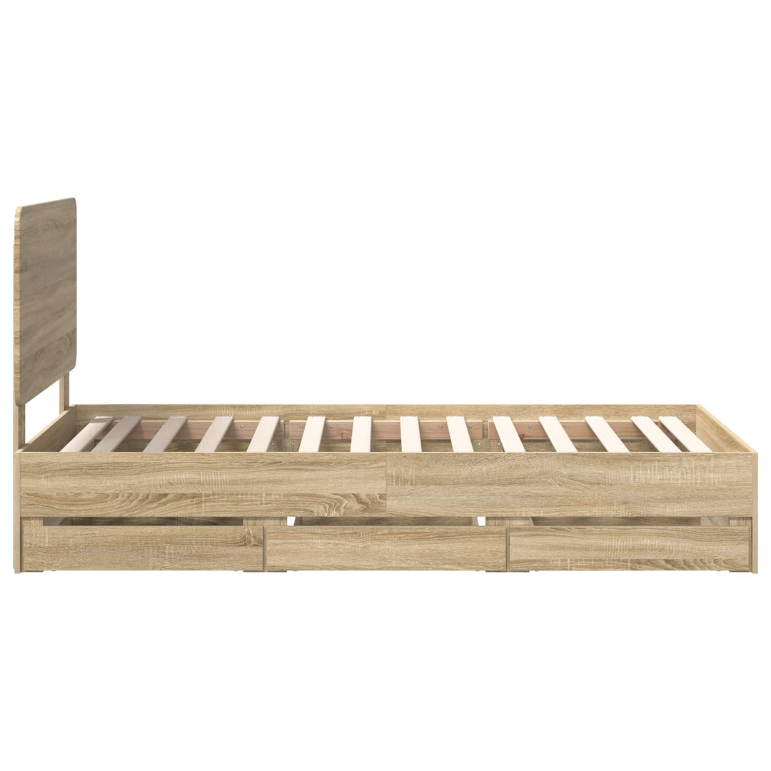 Sengestel med skuffe Sonoma eg 90 x 200 cm Ingeniørtræ