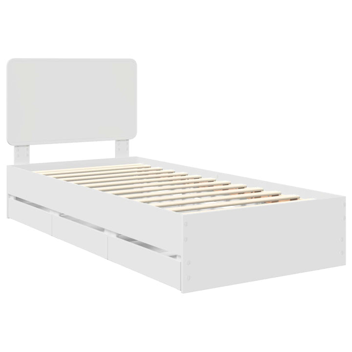 Sengestel med skuffe Hvid 90 x 190 cm Ingeniørtræ