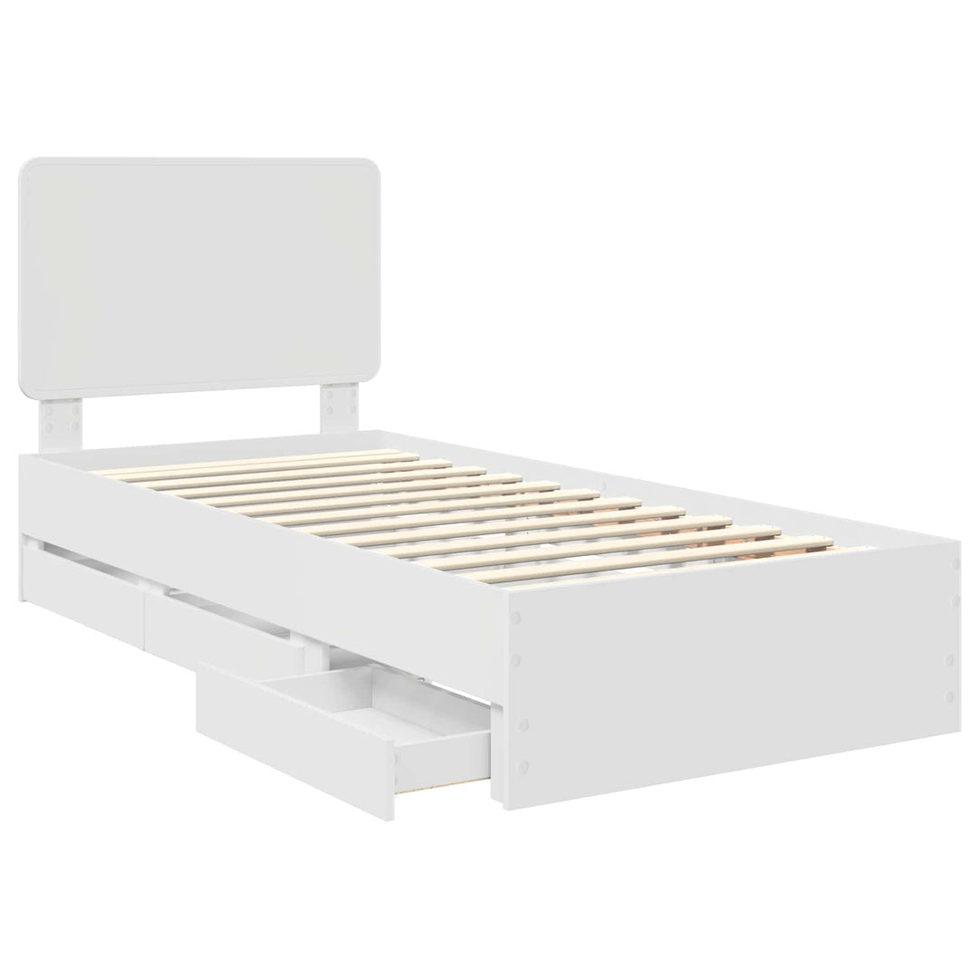 Sengestel med skuffe Hvid 90 x 190 cm Ingeniørtræ