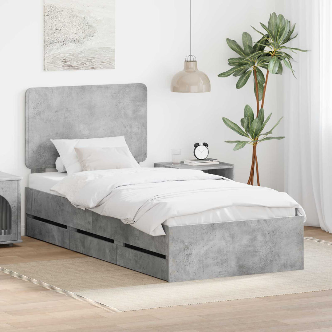 Sengestel med skuffe Beton Grå 90 x 190 cm Ingeniørtræ