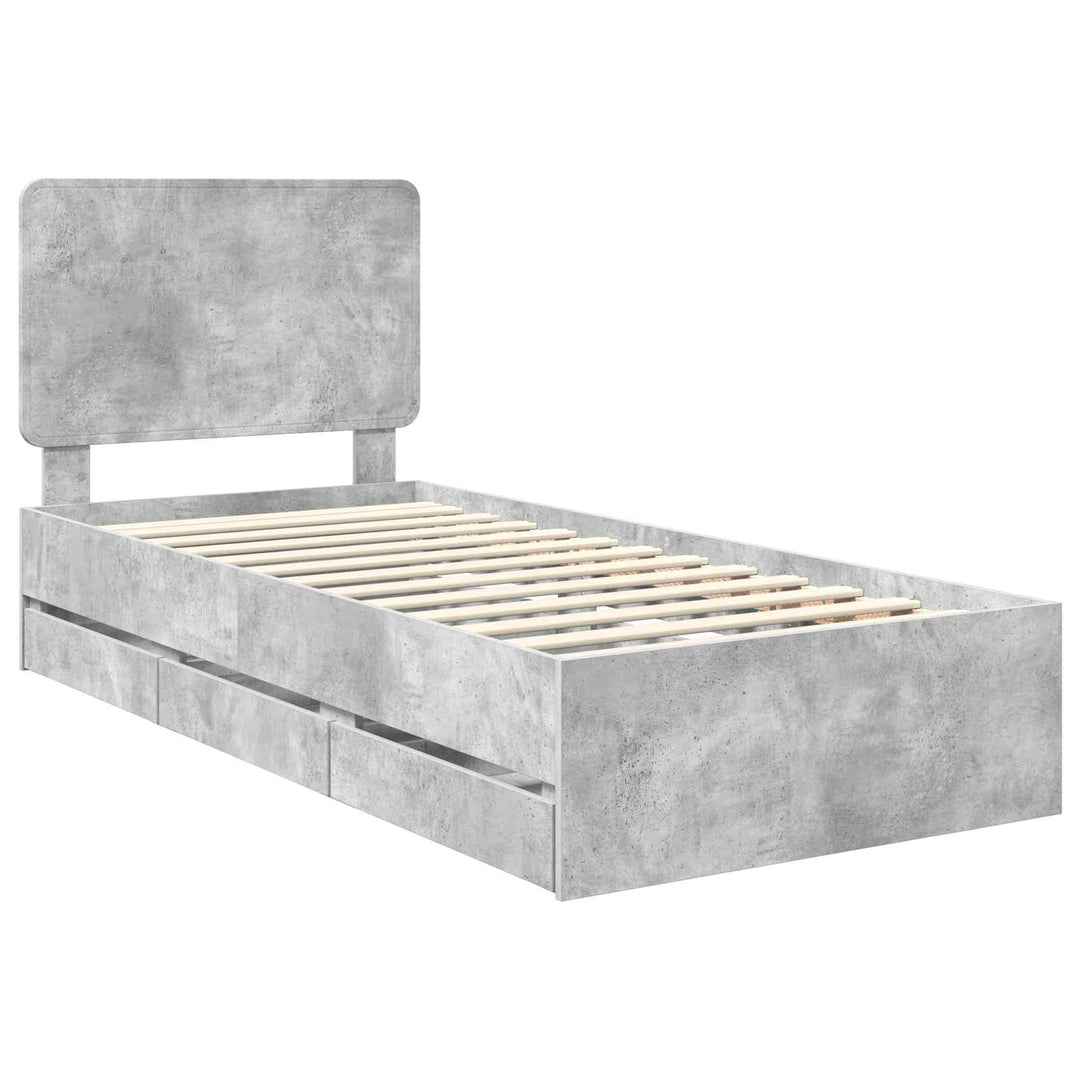 Sengestel med skuffe Beton Grå 90 x 190 cm Ingeniørtræ