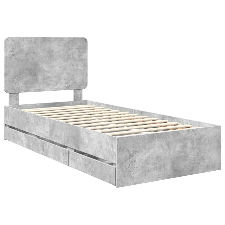 Sengestel med skuffe Beton Grå 90 x 190 cm Ingeniørtræ