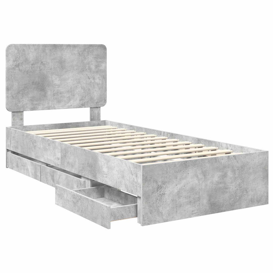 Sengestel med skuffe Beton Grå 90 x 190 cm Ingeniørtræ