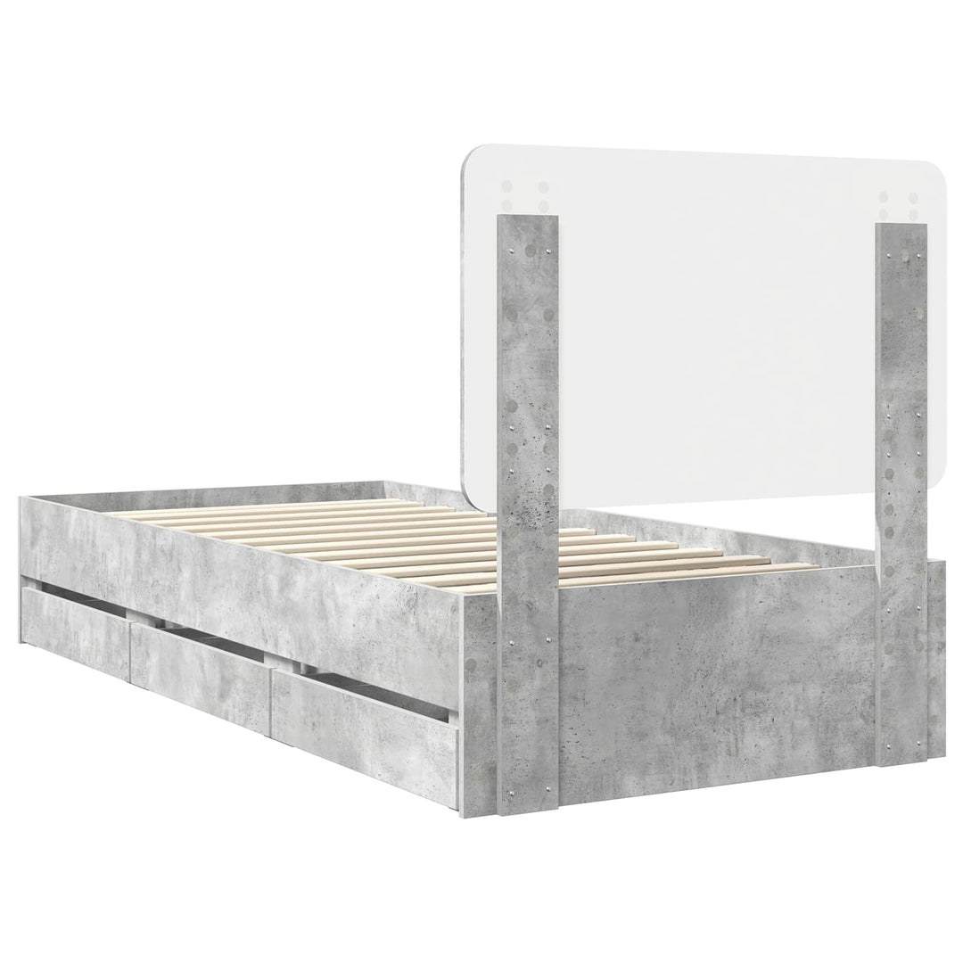 Sengestel med skuffe Beton Grå 90 x 190 cm Ingeniørtræ