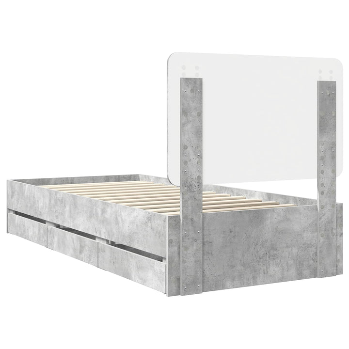 Sengestel med skuffe Beton Grå 90 x 190 cm Ingeniørtræ