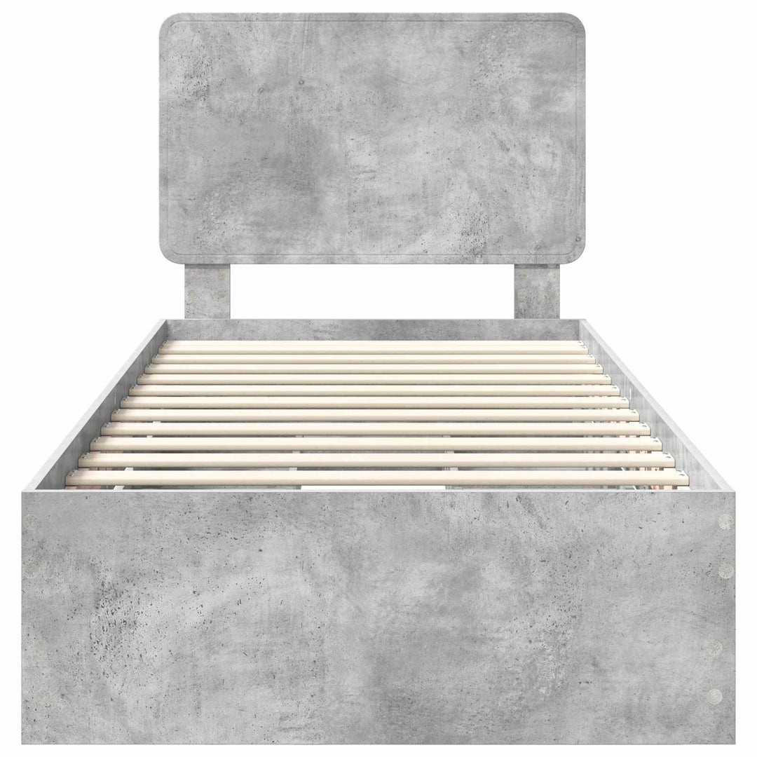 Sengestel med skuffe Beton Grå 90 x 190 cm Ingeniørtræ