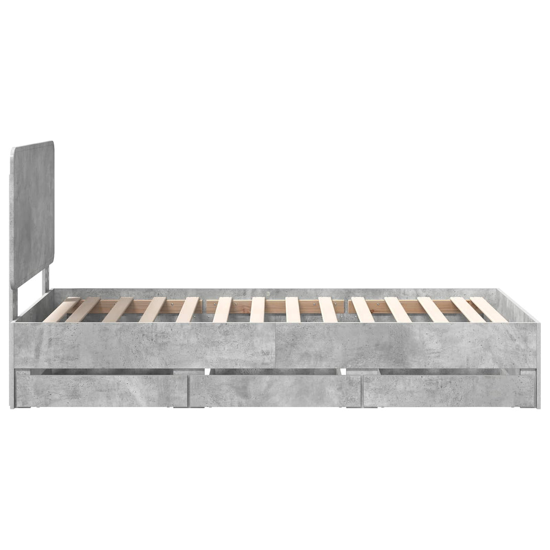 Sengestel med skuffe Beton Grå 90 x 190 cm Ingeniørtræ