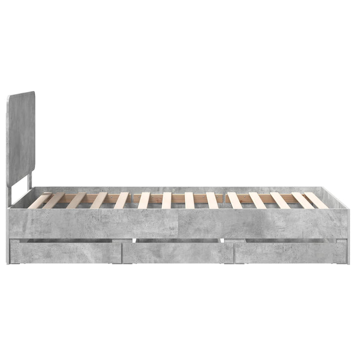 Sengestel med skuffe Beton Grå 90 x 190 cm Ingeniørtræ