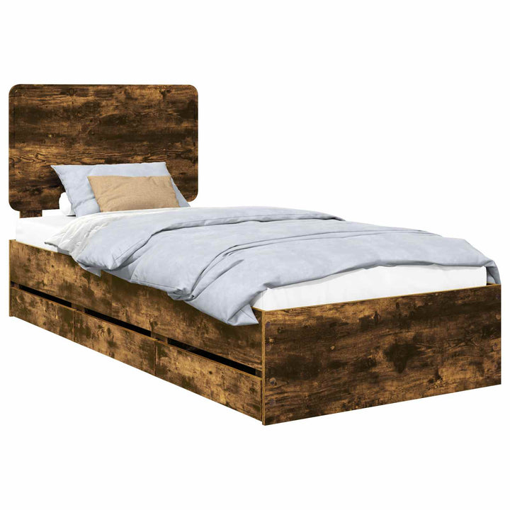 Sengestel med skuffe Røget eg 90 x 190 cm Ingeniørtræ