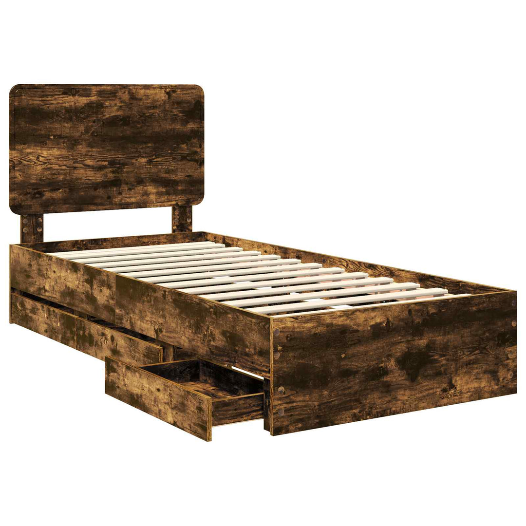 Sengestel med skuffe Røget eg 90 x 190 cm Ingeniørtræ
