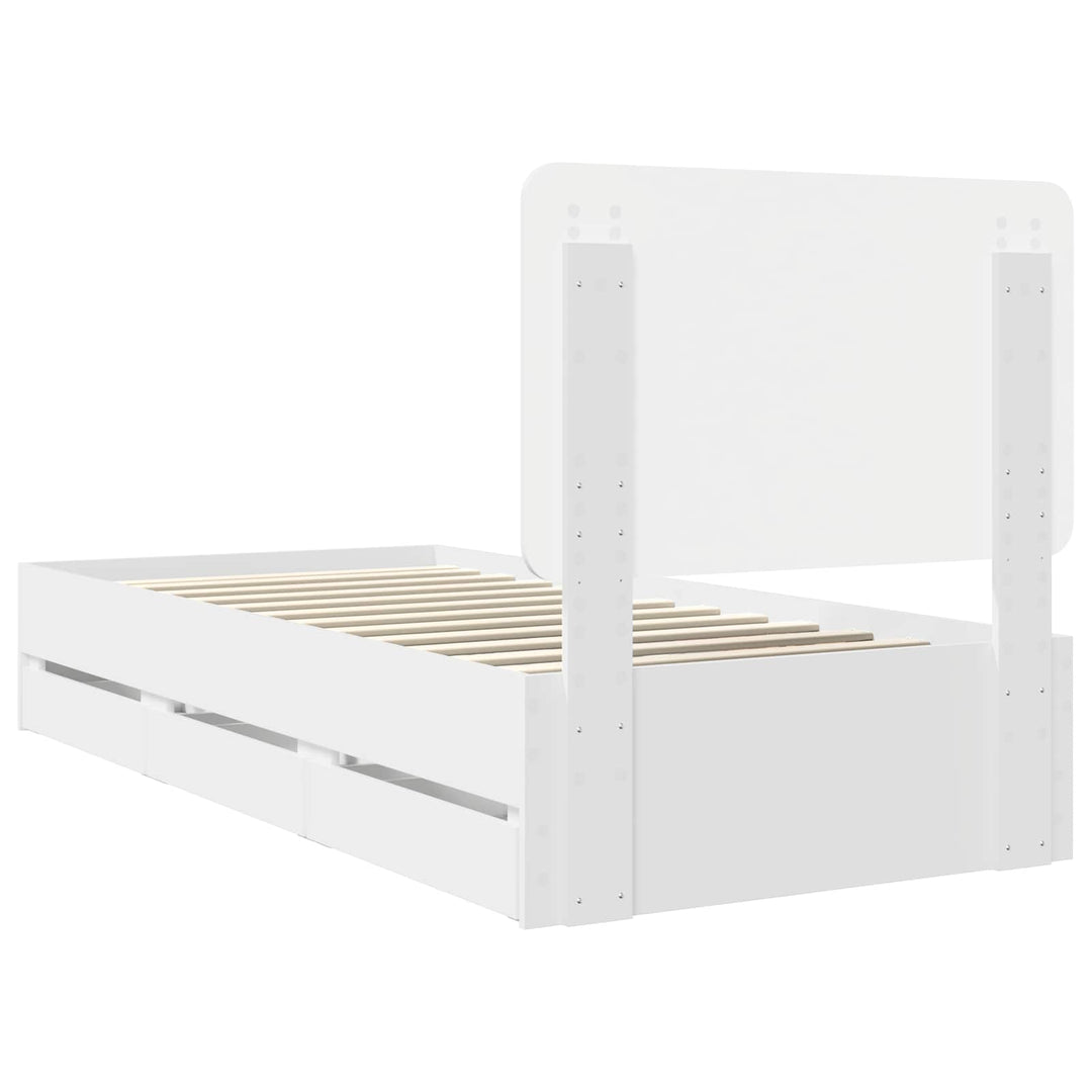 Sengestel med skuffe Hvid 75 x 190 cm Ingeniørtræ
