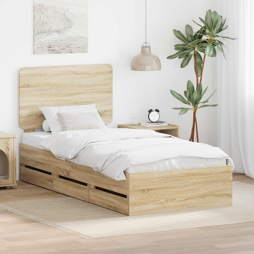 Sengestel med skuffe Sonoma eg 75 x 190 cm Ingeniørtræ