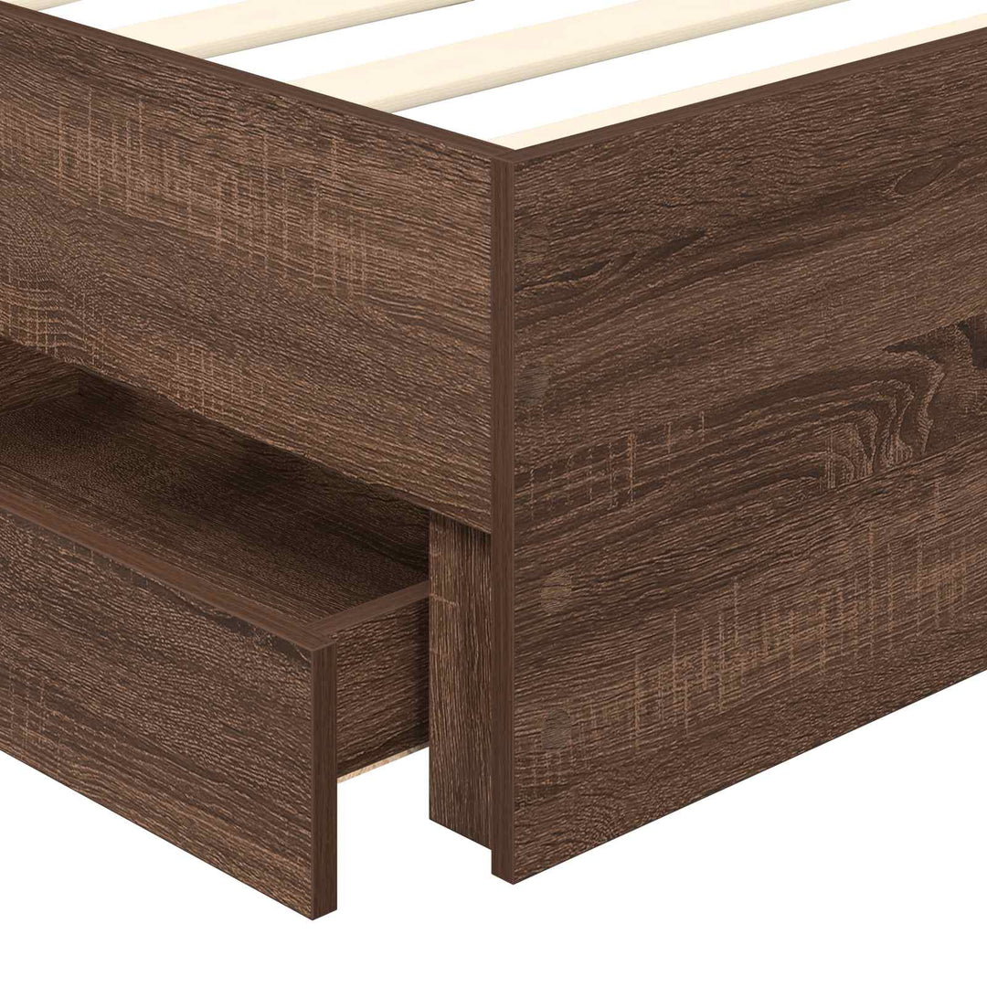 Sengestel med skuffe Brun eg 75 x 190 cm Ingeniørtræ