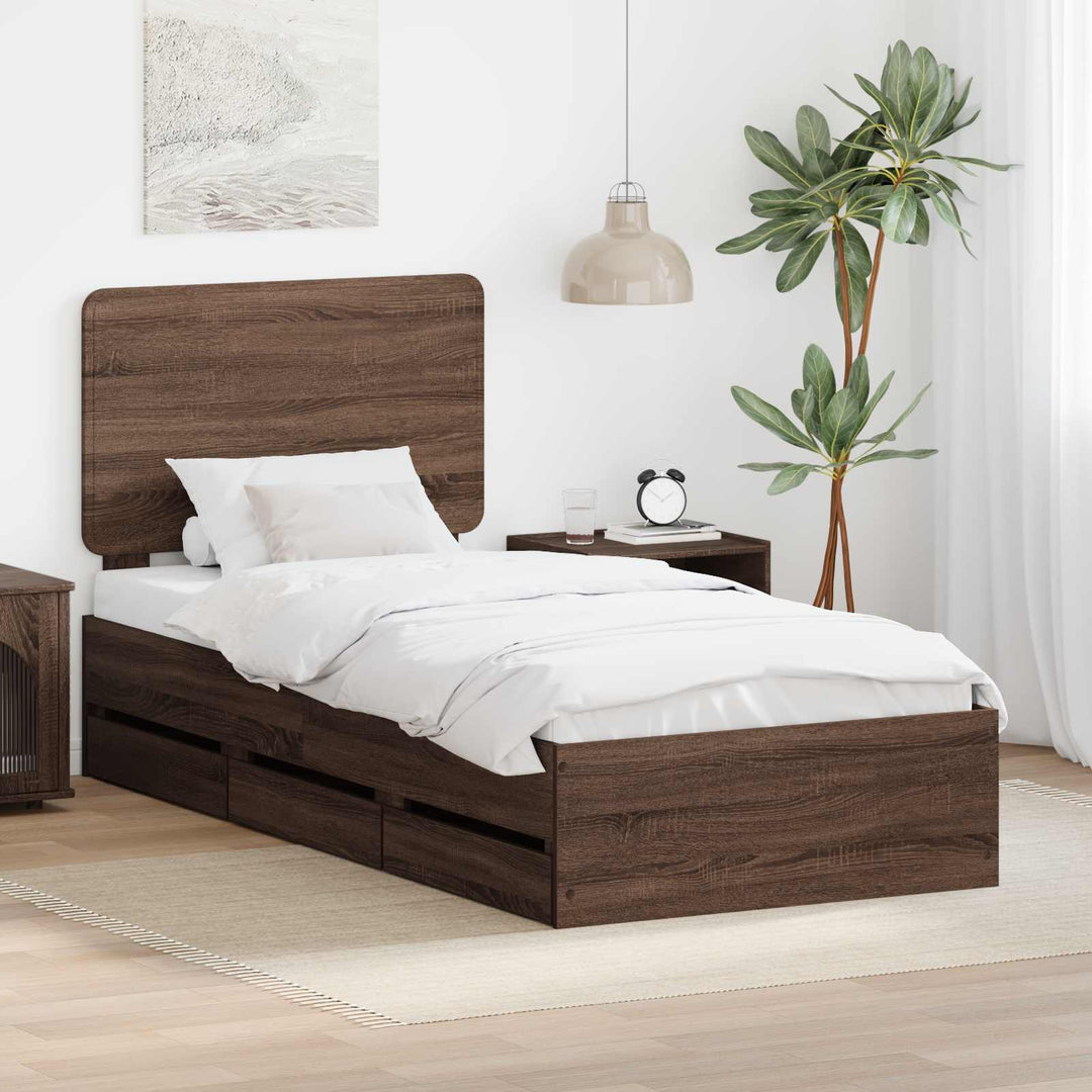 Sengestel med skuffe Brun eg 75 x 190 cm Ingeniørtræ