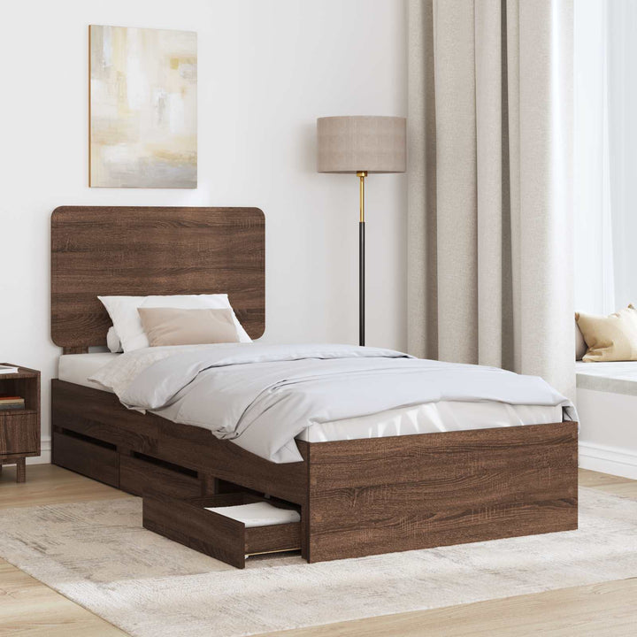Sengestel med skuffe Brun eg 75 x 190 cm Ingeniørtræ