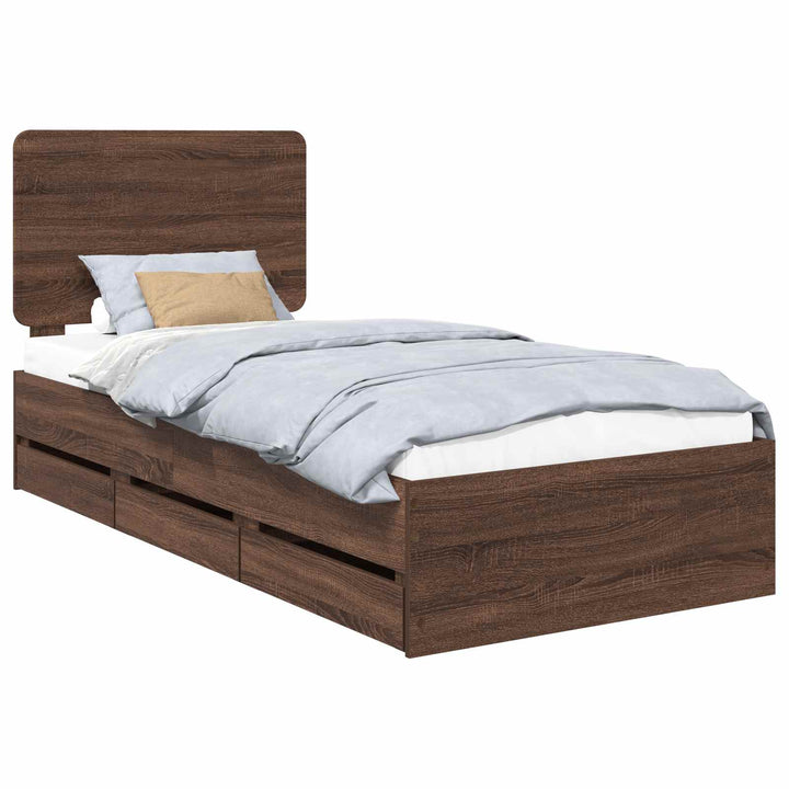 Sengestel med skuffe Brun eg 75 x 190 cm Ingeniørtræ