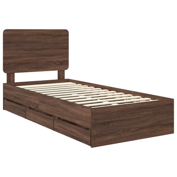 Sengestel med skuffe Brun eg 75 x 190 cm Ingeniørtræ