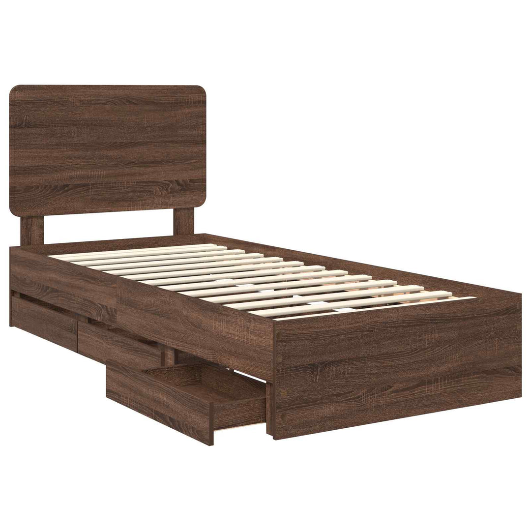 Sengestel med skuffe Brun eg 75 x 190 cm Ingeniørtræ