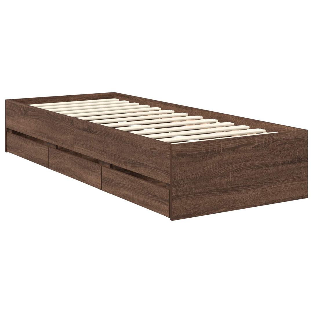 Sengestel med skuffe Brun eg 75 x 190 cm Ingeniørtræ