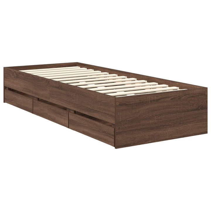 Sengestel med skuffe Brun eg 75 x 190 cm Ingeniørtræ