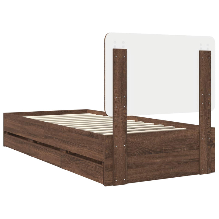 Sengestel med skuffe Brun eg 75 x 190 cm Ingeniørtræ