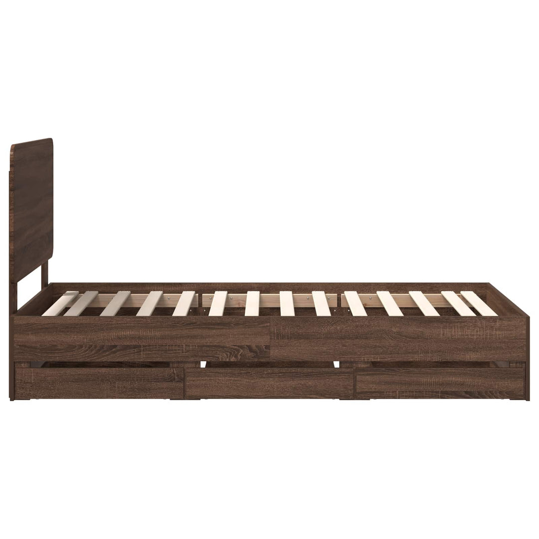 Sengestel med skuffe Brun eg 75 x 190 cm Ingeniørtræ