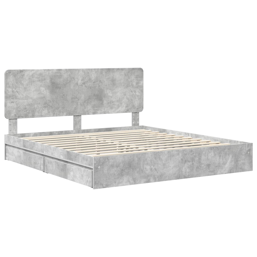 Opbevaringsseng Beton Grå 200 x 200 cm Konstrueret træ