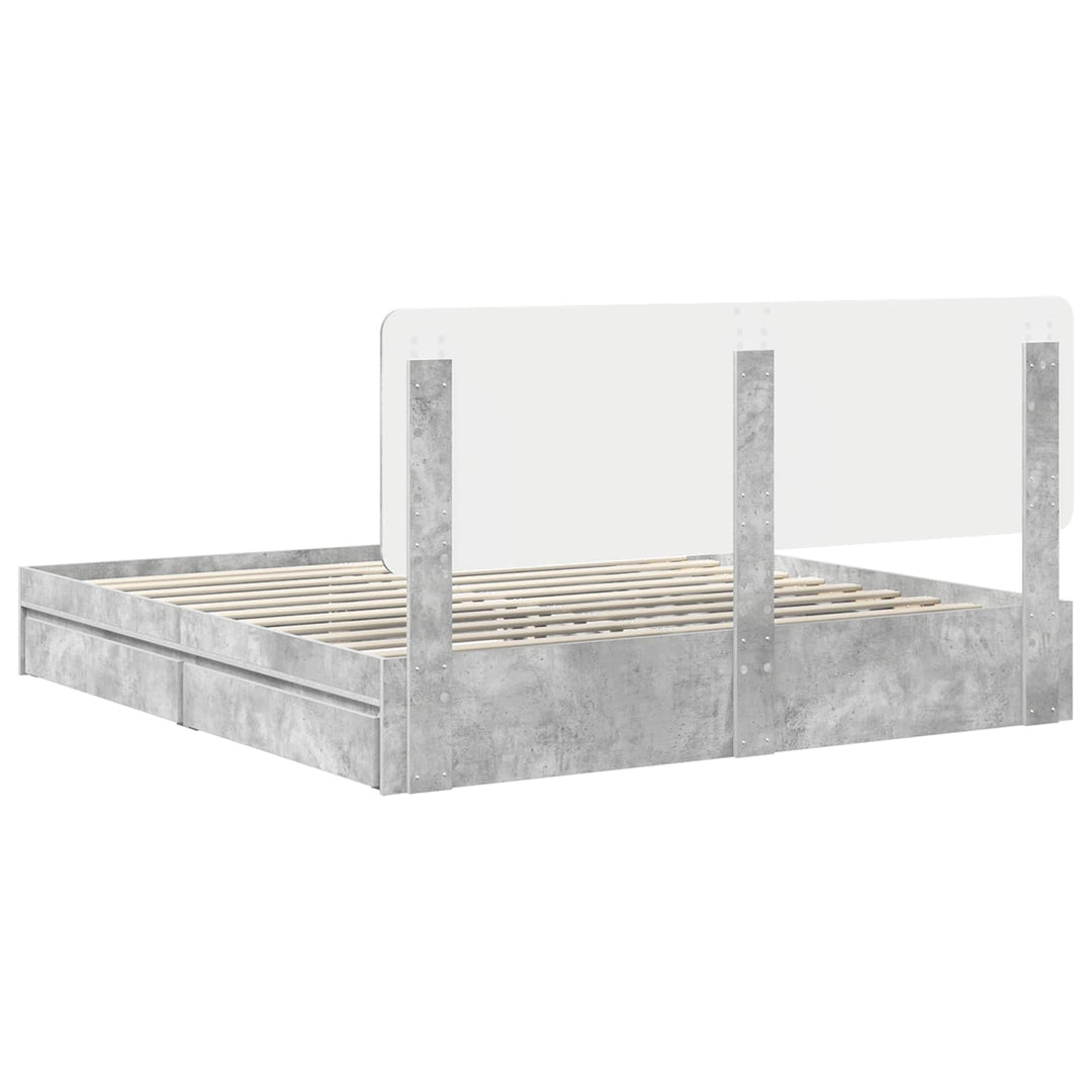 Opbevaringsseng Beton Grå 200 x 200 cm Konstrueret træ